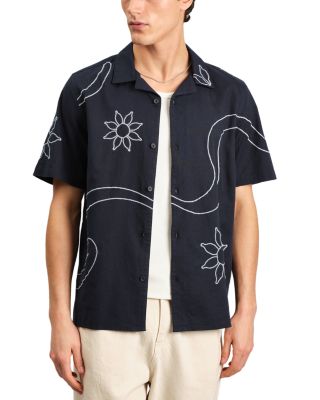 Wax London - Didcot Embroidered Camp Shirt
