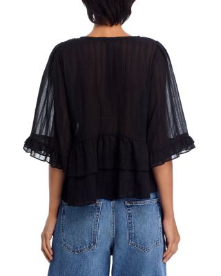 Ruffle Shadow Stripe Top - Exclusive