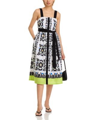 Printed Square Neck Midi Dress