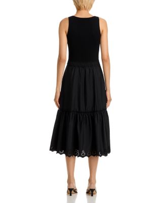 Sleeveless Mixed Media Midi Dress