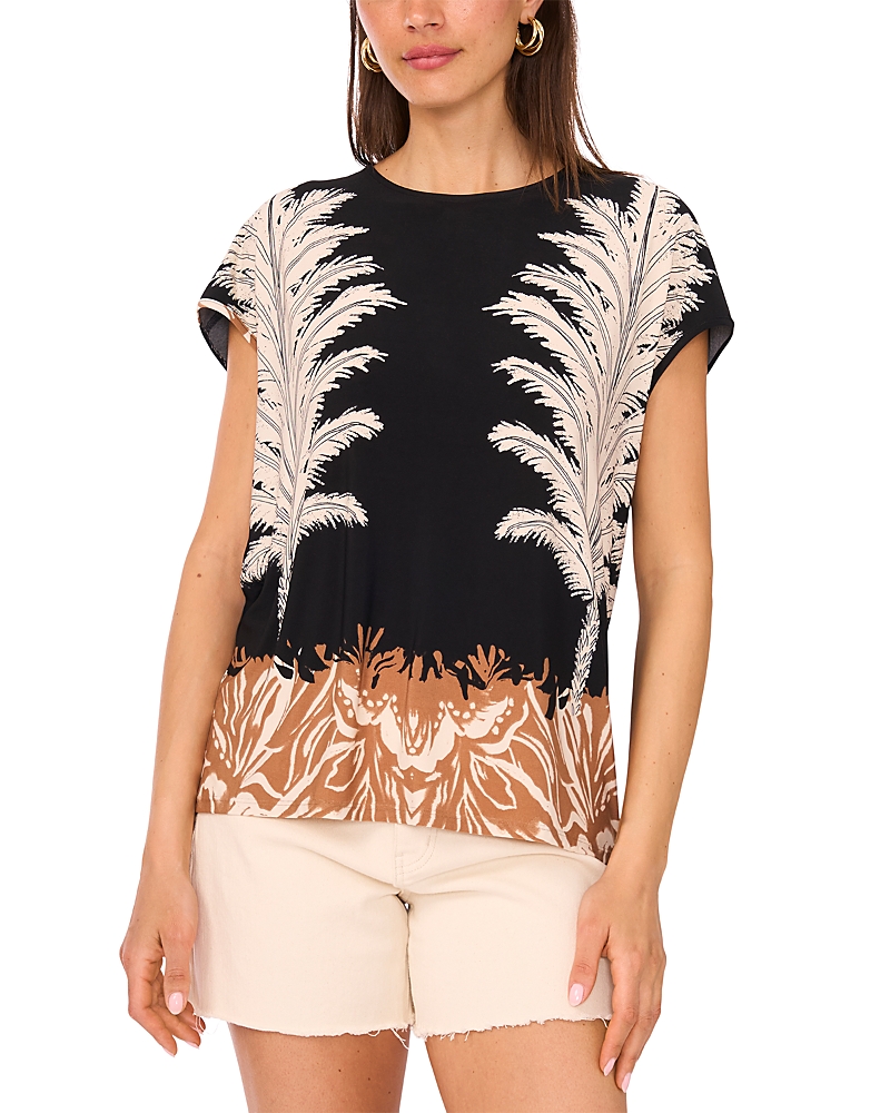 Vince Camuto Plus Size Placed-print Boat-neck Caftan Blouse