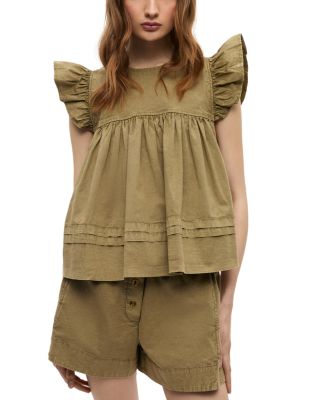 Frill Sleeve Cotton Top