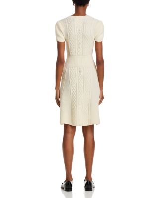 Wool Cable Knit Mock Neck Dress