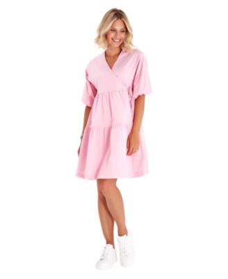 Waterfall Tie Waist A-Line Maternity/Nursing Wrap Dress