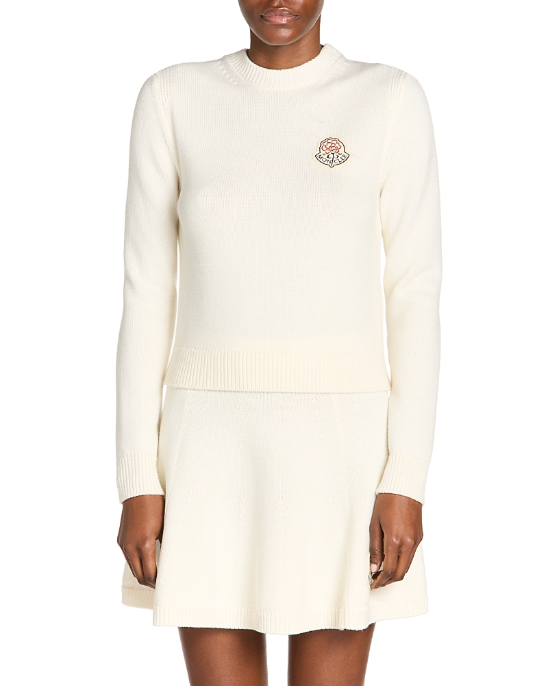 Moncler Crewneck Wool Sweatshirt In Yellow
