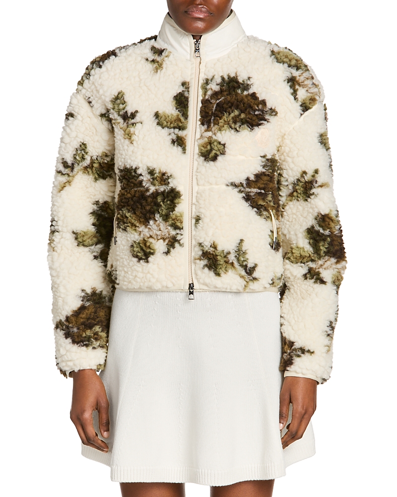 Moncler Zip Up Teddy Cardigan Jacket In White