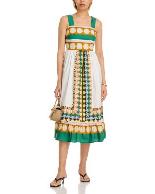 Printed Square Neck Midi Dress