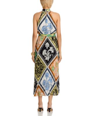 Printed Halter Neck Midi Dress