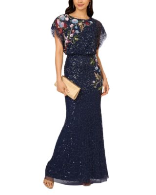 Beaded Mesh Mermaid Long Dress