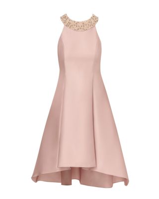 Pearl Halter Collar Mikado Dress