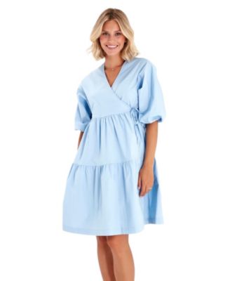 Waterfall Tie Waist A-Line Maternity/Nursing Wrap Dress