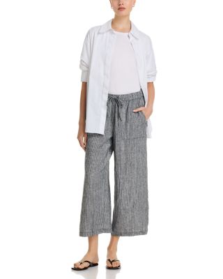 Linen Cropped Wide Leg Pants