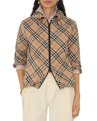 BURBERRY バーバリー HOODED JACKET チェックジャケット 8104910 Check Hooded Jacket in Alabaster - Women, Nylon | Burberry
