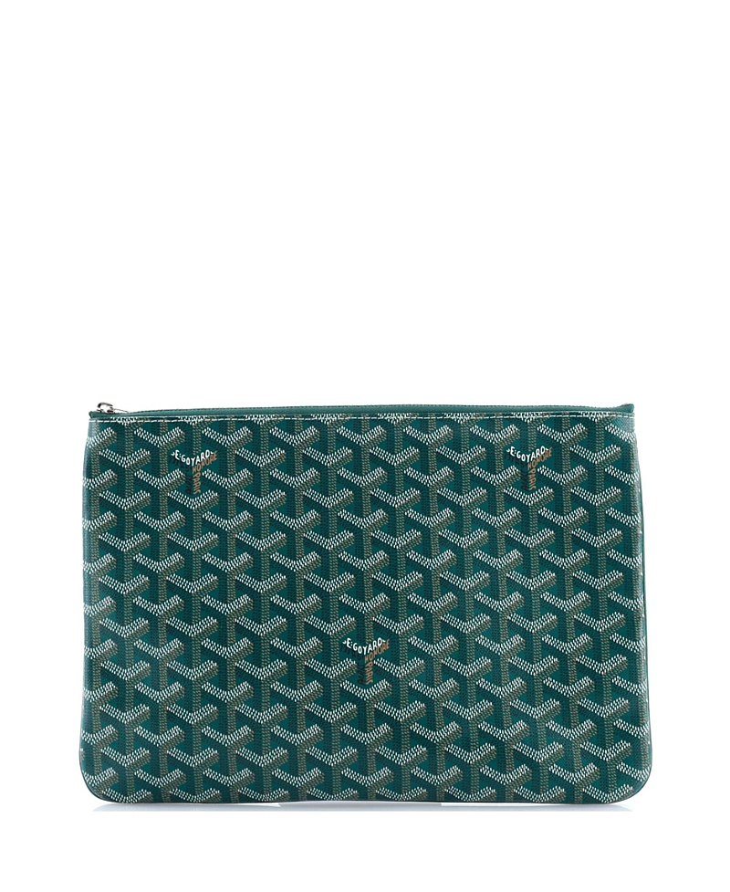 Pre-owned Pre-owned Goyard Goyard Mm Senat Zip Pouch Coated Canvas In Green