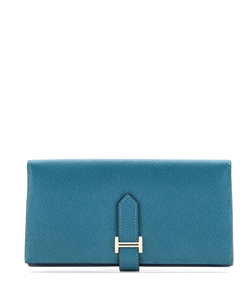 Pre-owned Pre-owned Hermes Hermes Long Bearn Wallet Epsom In Green