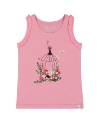 Deux par Deux - Girls' Organic Cotton with Frills Candy Tank Top - Big Kid