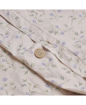 Spring Sprig Printed Cotton Duvet Cover, Queen