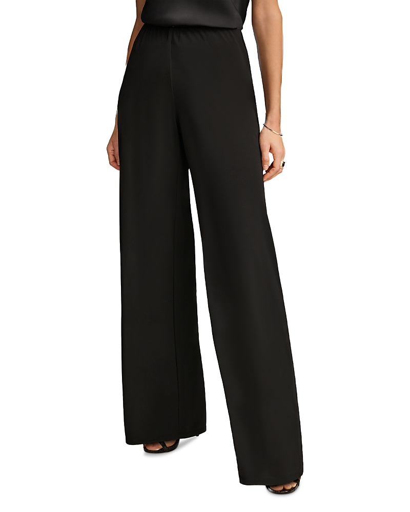 Donna Karan Flat Front Wide Leg Pants In Black