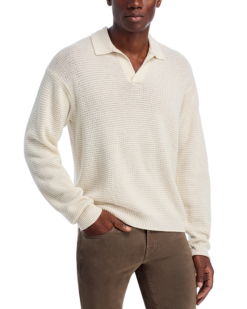 Frame Textured Polo Sweater In White