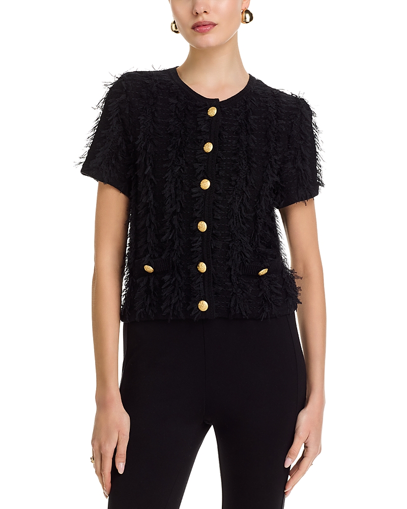 Kobi Halperin Swift Fringed Button-down Sweater In Black