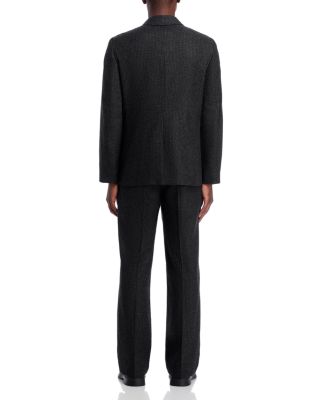 Pinstriped Wool Blend Wide Leg Trousers