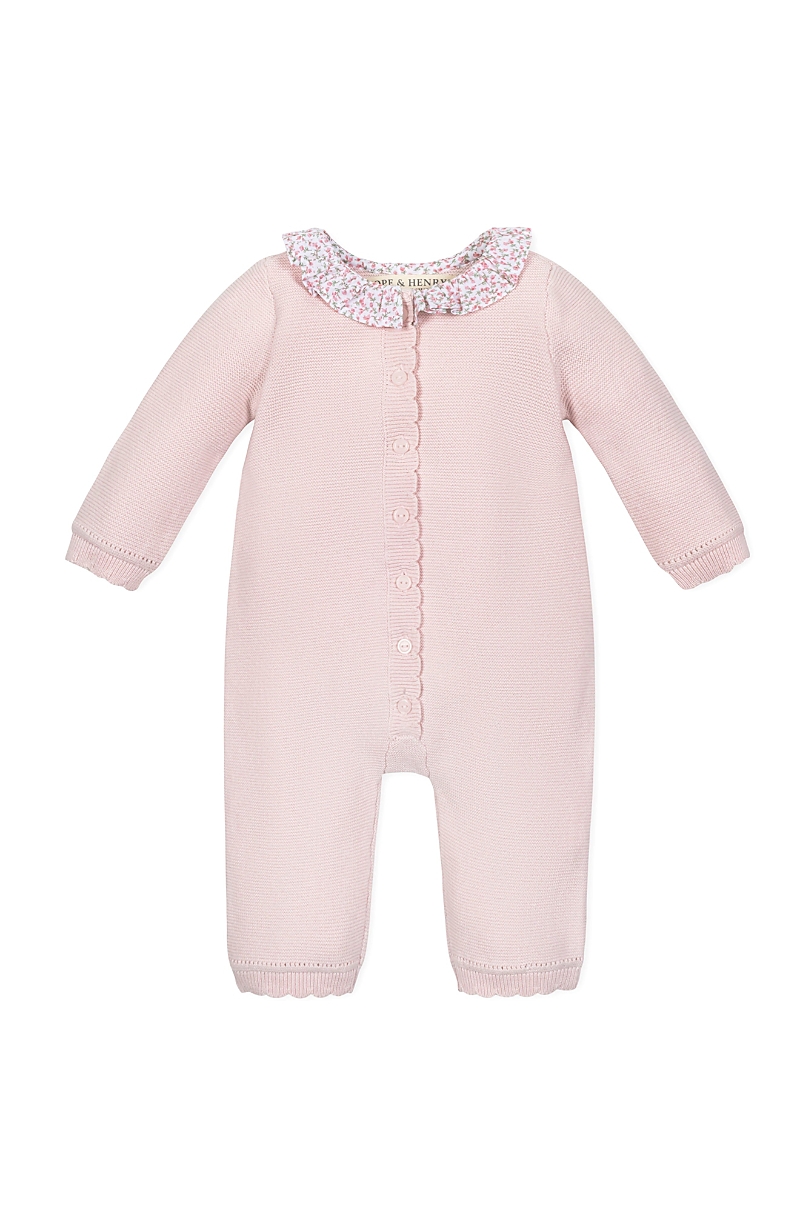 Shop Hope & Henry Unisex Organic Ruffle Collar Button Front Sweater Romper - Baby