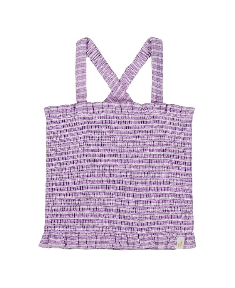 Deux Par Deux Girls' Smocked Tank Top - Big Kid In Purple