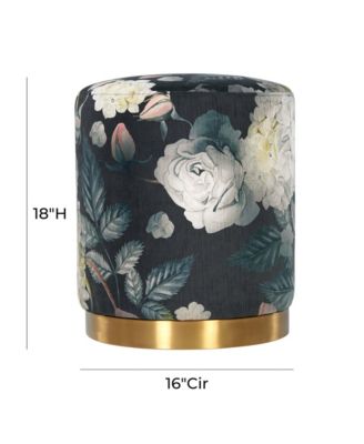  Opal Velvet Ottoman with Gold Base in Cream