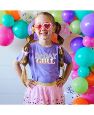 Girls' Pastel Rainbow BDay Girl Patch Short Sleeve T-Shirt - Little Kid, Big Kid