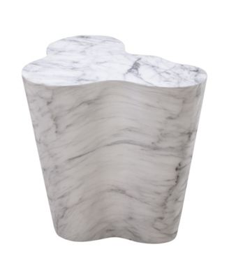  Slab Marble Tall Side Table in White Marble