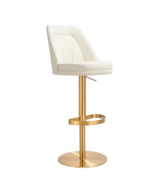 TOV Furniture - Maven Performance Faux Leather and Gold Adjustable Swivel Stool