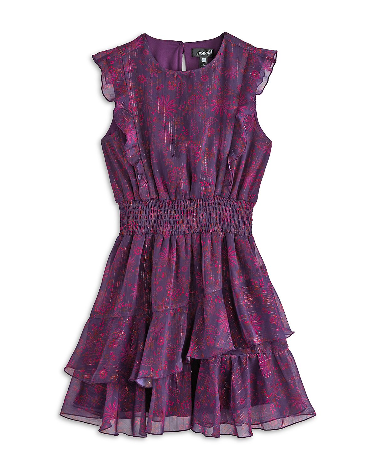 Aqua Girls' Paisley Flutter Chiffon Mini Dress, Little Kid, Big Kid - Exclusive