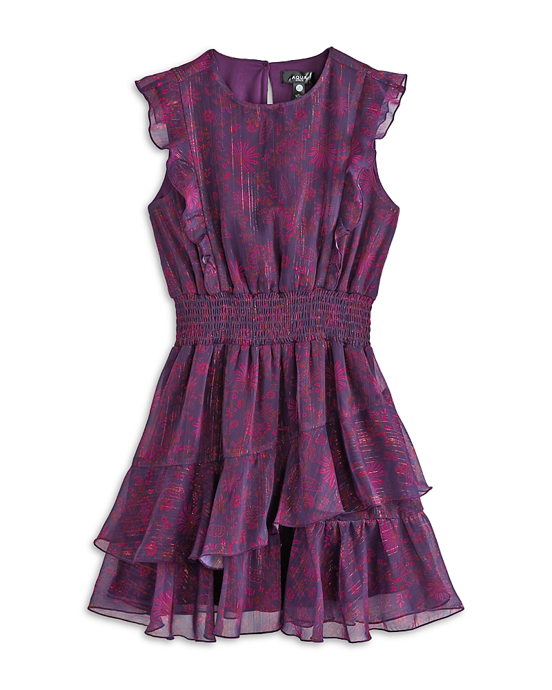 Aqua Girls' Paisley Flutter Chiffon Mini Dress, Little Kid, Big Kid - Exclusive