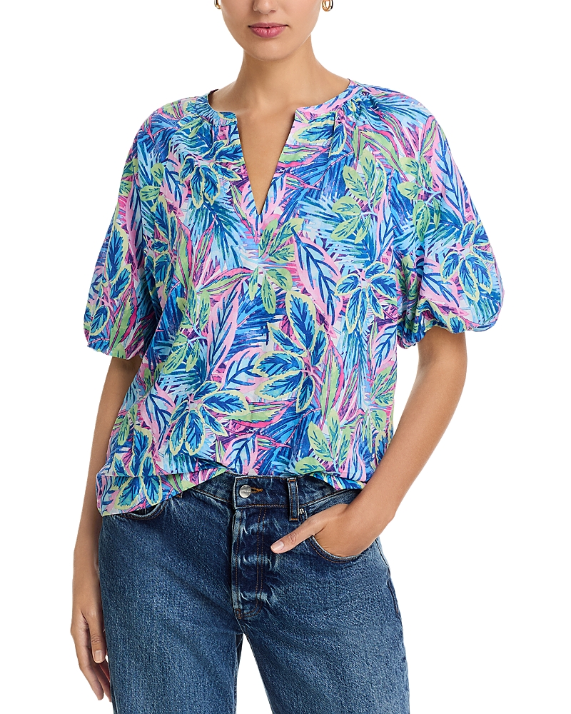 Tommy Bahama Frond Grove Puffed Sleeve Top In Multi