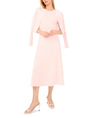 Sleeveless Round Neck Midi Dress with Pointelle and Rib