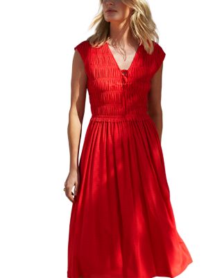 Petite Shirred Bodice Midi Dress 