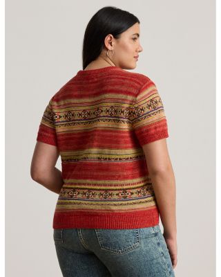 Geo Striped Short Sleeve Sweater