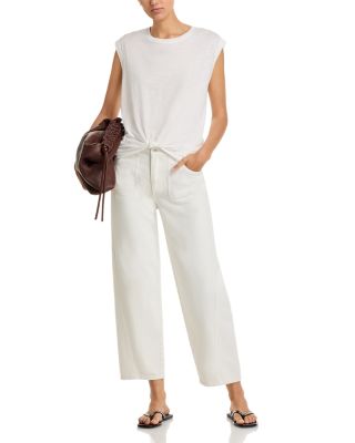 District High Rise Column Ankle Jeans in Washed Sandstone