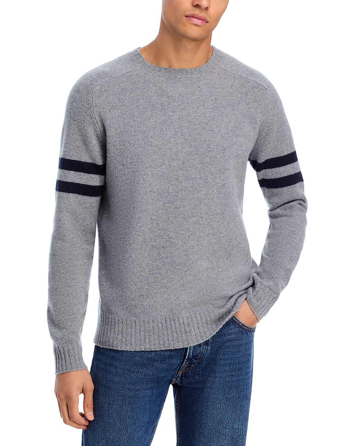 The Men's Store at Bloomingdale's Merino Wool Striped Sleeve Sweater - Exclusive