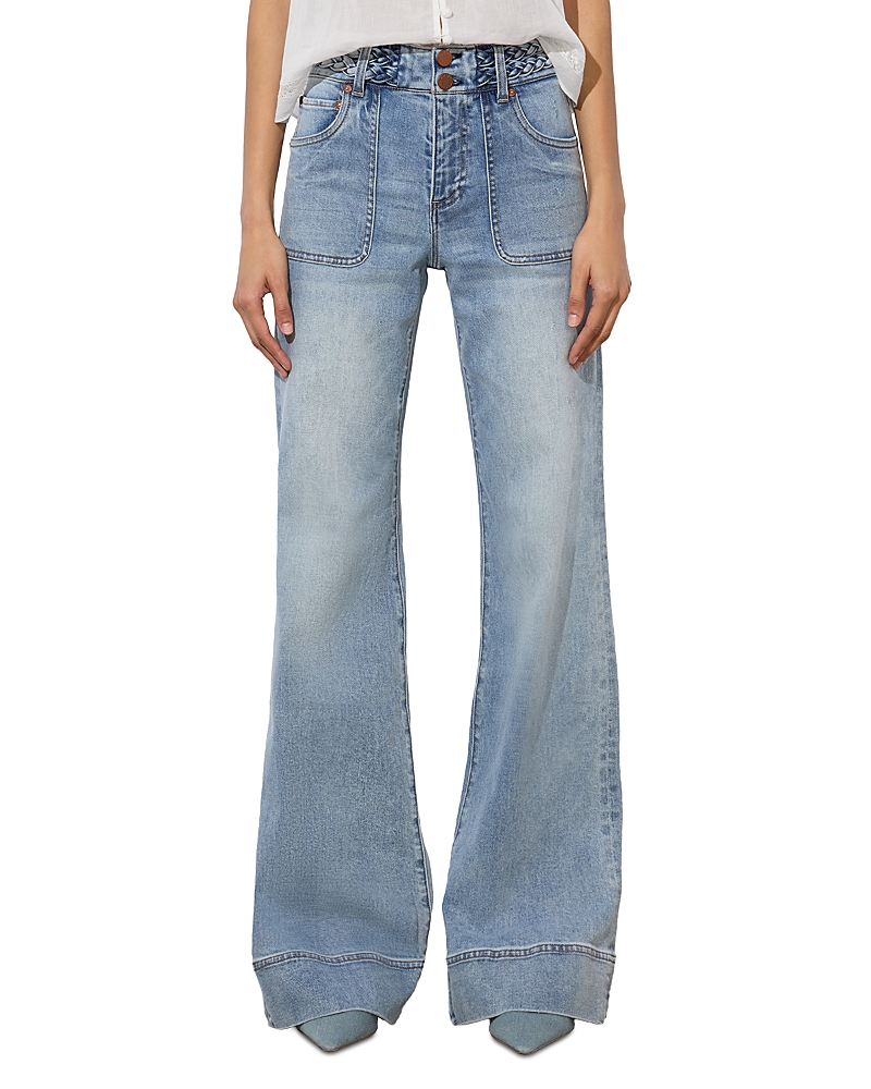 Alice and Olivia Juno High Rise Braided Waistband Jeans in Anabell Blue
