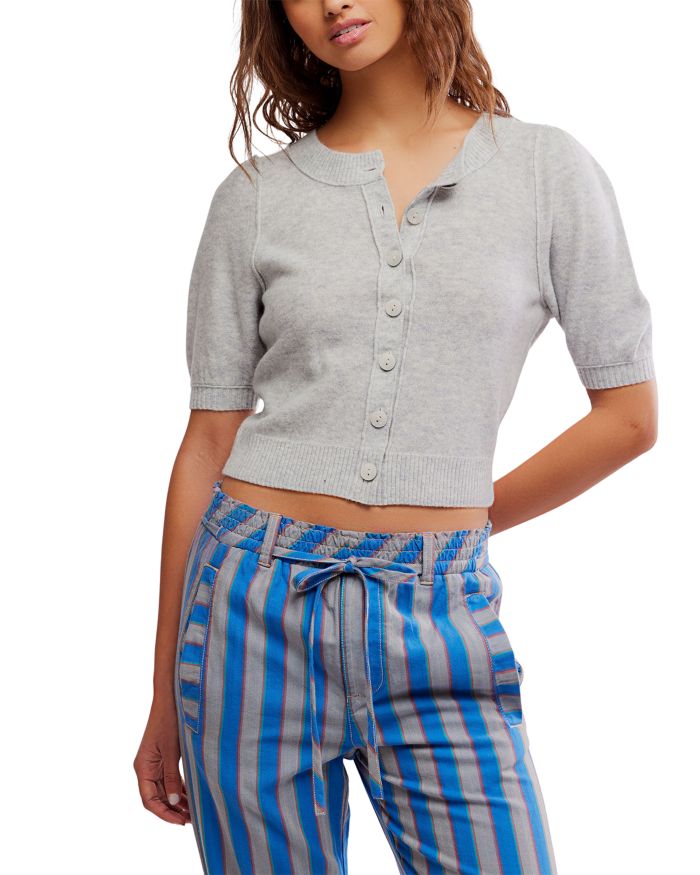 Isla Wool Blend Solid Short Sleeve Cardigan