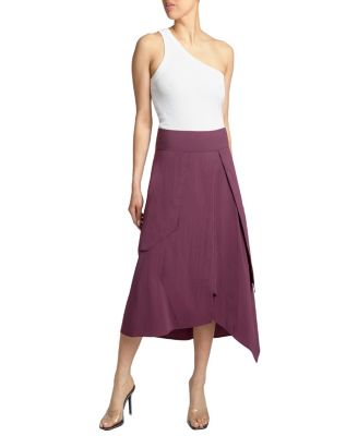 DEB Multi-Panel Asymmetric Midi Skirt in Stretch Cotton Blend