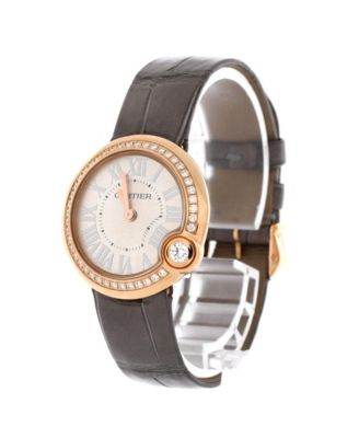 Ballon Blanc de Cartier Quartz Watch in Rose Gold with Diamond Bezel and Alligator 30mm