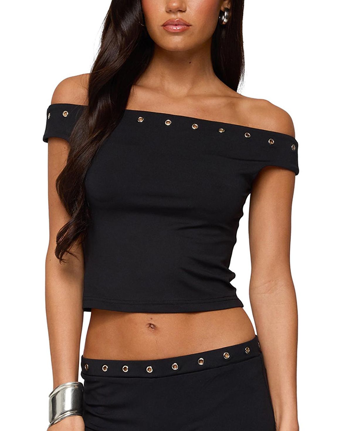 Edikted Neriah Grommet Off Shoulder Top
