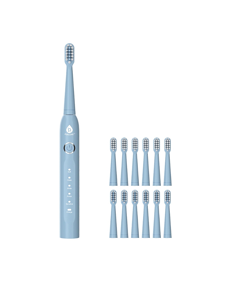 Pursonic Usb Rechargeable Electric Toothbrush with 12 Brush Heads