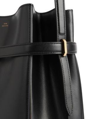 Belted Smooth Leather Bucket Bag