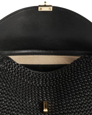 T-Lock Woven Leather Convertible Clutch in Black