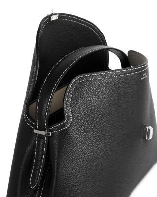 T-Lock Grained-Leather Convertible Top Handle Bag in Black