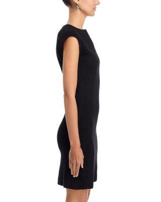 Split Neck Mixed Media Mini Dress