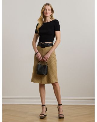 Herringbone Linen Blend Tweed Skirt
